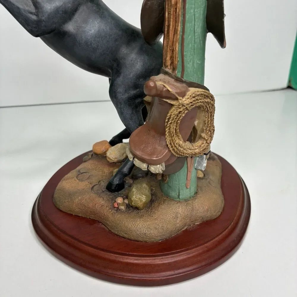 Danbury Mint Noble Black Stallion Candlestick Holder By Gianni Benveuti